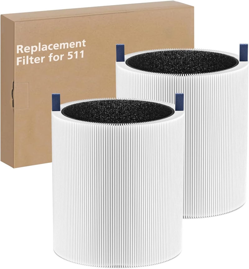 WILERDA 2 Pack 511 Replacement Filter, Compatible with Blue Air Blue Pure 511 Air Purifier, True H13 HEPA Filters, and Activated Carbon Filter - Image 1
